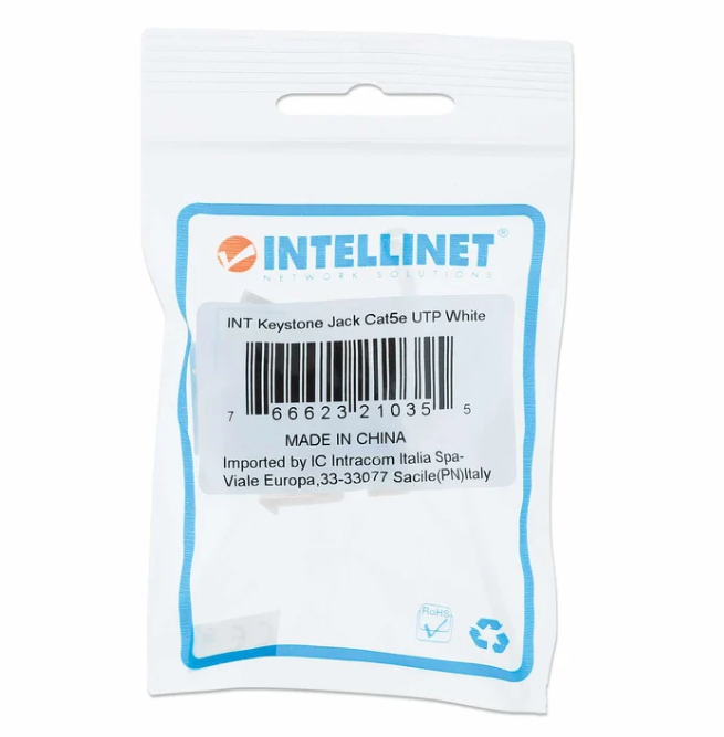 Jack Keystone UTP RJ45 Cat 5E color blanco – Intellinet - Imagen 2